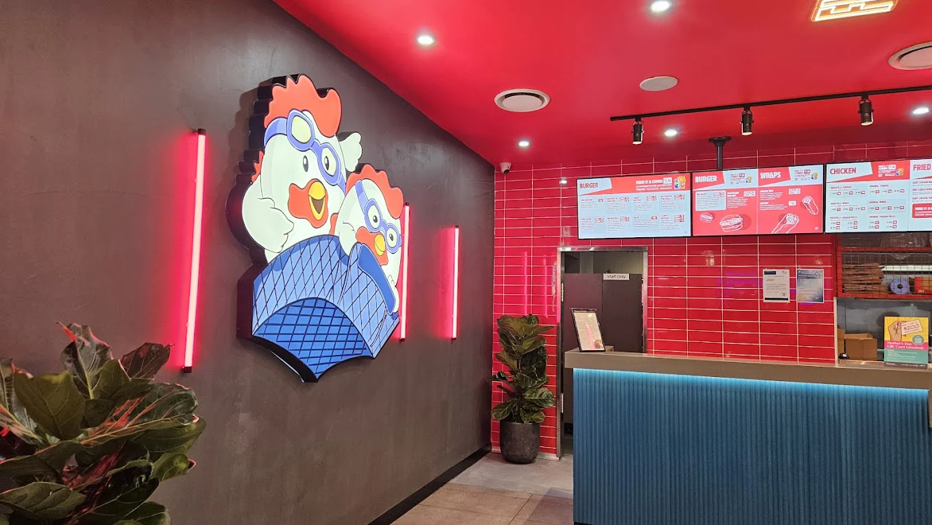 Fried Brothers counter and wall sign